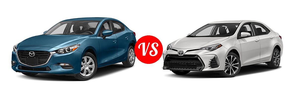 2018 Mazda 3 Sedan Sport vs. 2018 Toyota Corolla Sedan SE / XSE - Front Left Comparison