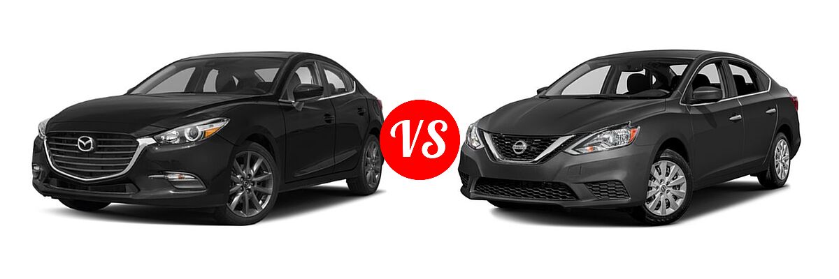 2018 Mazda 3 Sedan Touring vs. 2018 Nissan Sentra Sedan S / SV - Front Left Comparison