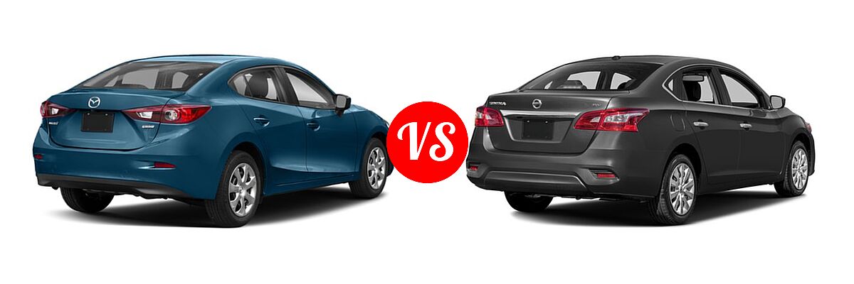 2018 Mazda 3 Sedan Sport vs. 2018 Nissan Sentra Sedan S / SV - Rear Right Comparison