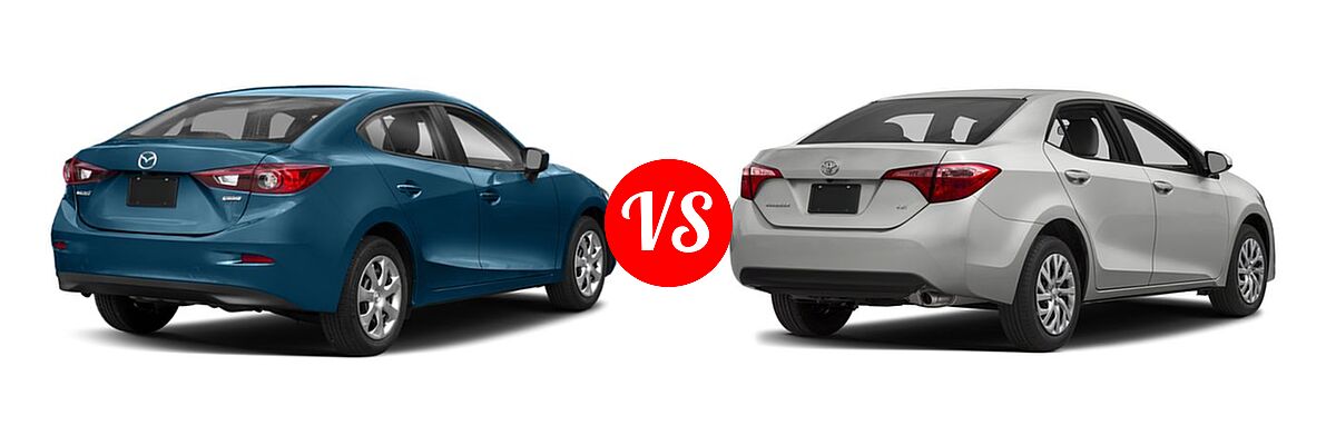 2018 Mazda 3 Sedan Sport vs. 2018 Toyota Corolla Sedan L / LE / LE Eco / LE Eco w/Package 1 / XLE - Rear Right Comparison