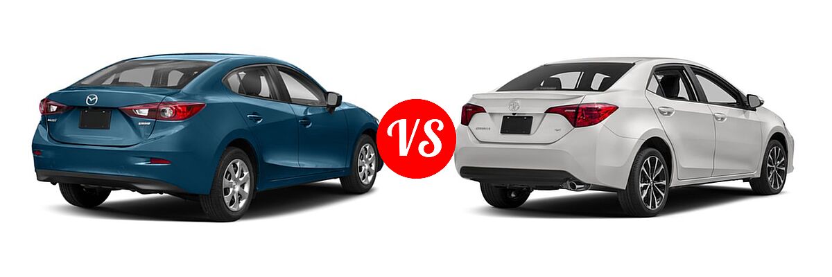 2018 Mazda 3 Sedan Sport vs. 2018 Toyota Corolla Sedan SE / XSE - Rear Right Comparison