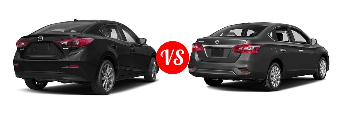 2018 Mazda 3 Sedan Touring vs. 2018 Nissan Sentra Sedan S / SV - Rear Right Comparison