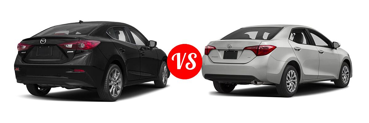 2018 Mazda 3 Sedan Touring vs. 2018 Toyota Corolla Sedan L / LE / LE Eco / LE Eco w/Package 1 / XLE - Rear Right Comparison