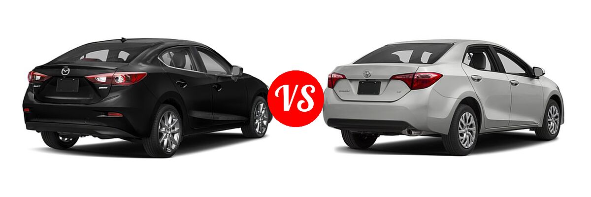 2018 Mazda 3 Sedan Grand Touring vs. 2018 Toyota Corolla Sedan L / LE / LE Eco / LE Eco w/Package 1 / XLE - Rear Right Comparison