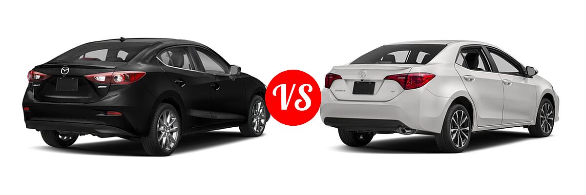 2018 Mazda 3 Sedan Grand Touring vs. 2018 Toyota Corolla Sedan SE / XSE - Rear Right Comparison