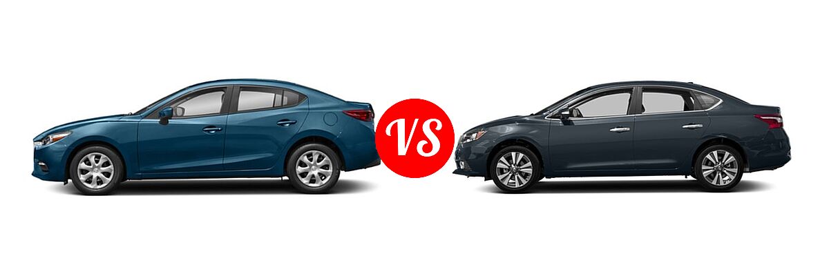 2018 Mazda 3 Sedan Sport vs. 2018 Nissan Sentra Sedan SL - Side Comparison