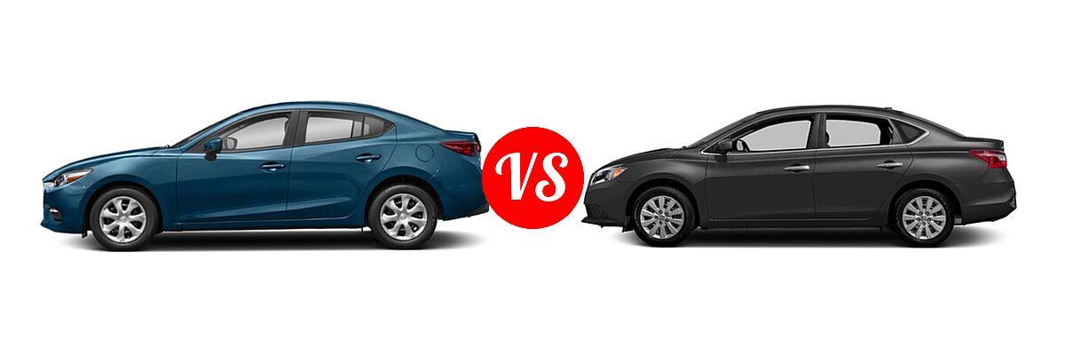 2018 Mazda 3 Sedan Sport vs. 2018 Nissan Sentra Sedan S / SV - Side Comparison