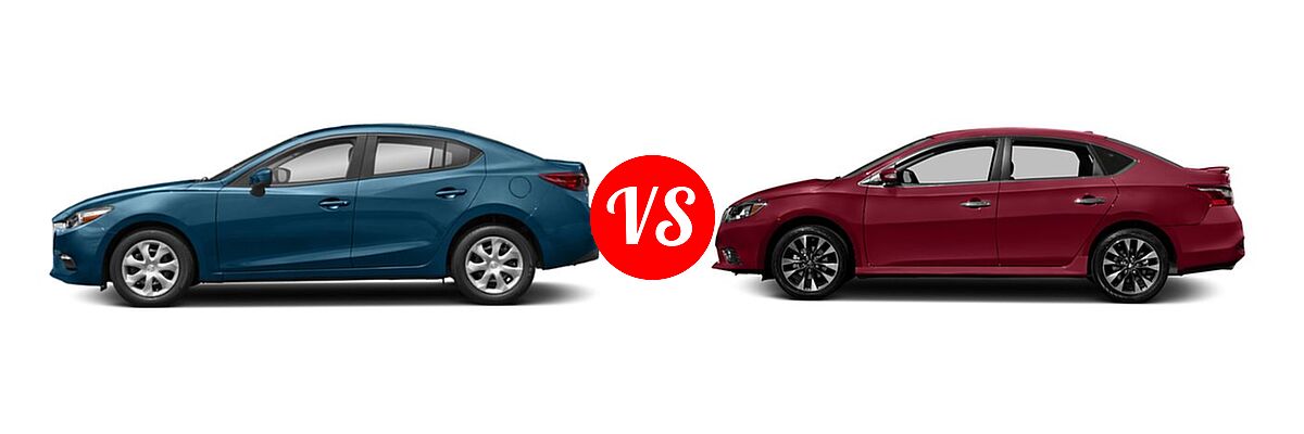 2018 Mazda 3 Sedan Sport vs. 2018 Nissan Sentra Sedan SR - Side Comparison
