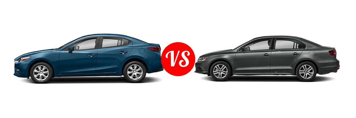 2018 Mazda 3 Sedan Sport vs. 2018 Volkswagen Jetta Sedan 1.4T S / 1.4T SE / 1.4T Wolfsburg Edition / 1.8T SE Sport / 1.8T SEL - Side Comparison