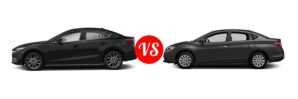 2018 Mazda 3 Sedan Touring vs. 2018 Nissan Sentra Sedan S / SV - Side Comparison