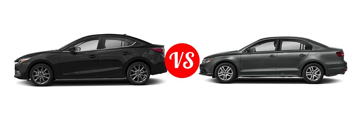 2018 Mazda 3 Sedan Touring vs. 2018 Volkswagen Jetta Sedan 1.4T S / 1.4T SE / 1.4T Wolfsburg Edition / 1.8T SE Sport / 1.8T SEL - Side Comparison