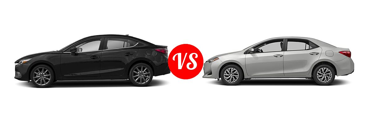 2018 Mazda 3 Sedan Touring vs. 2018 Toyota Corolla Sedan L / LE / LE Eco / LE Eco w/Package 1 / XLE - Side Comparison