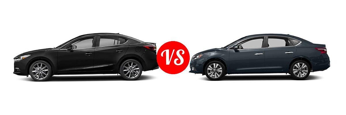 2018 Mazda 3 Sedan Grand Touring vs. 2018 Nissan Sentra Sedan SL - Side Comparison