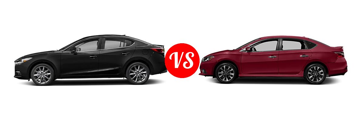 2018 Mazda 3 Sedan Grand Touring vs. 2018 Nissan Sentra Sedan SR - Side Comparison