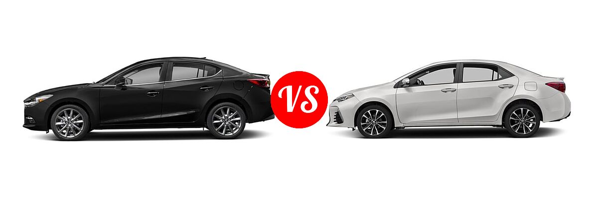 2018 Mazda 3 Sedan Grand Touring vs. 2018 Toyota Corolla Sedan SE / XSE - Side Comparison