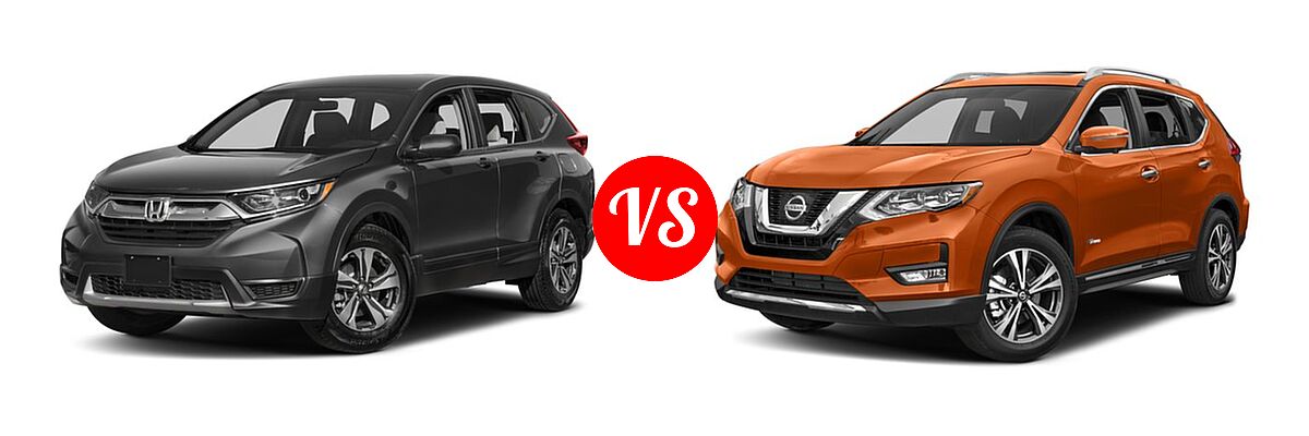 2017 Honda CR-V SUV LX vs. 2017 Nissan Rogue SUV Hybrid SL Hybrid / SV Hybrid - Front Left Comparison