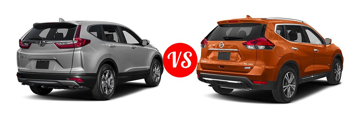 2017 Honda CR-V SUV EX vs. 2017 Nissan Rogue SUV Hybrid SL Hybrid / SV Hybrid - Rear Right Comparison