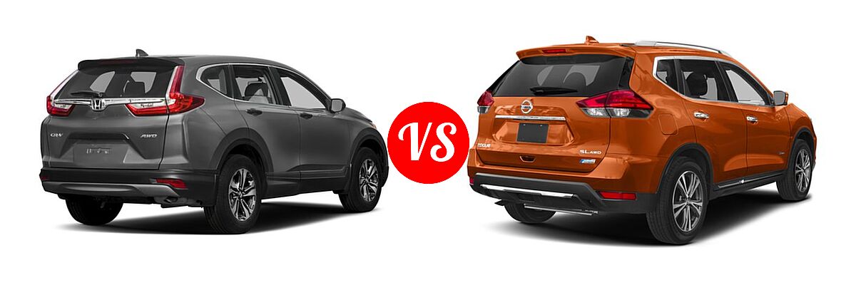 2017 Honda CR-V SUV LX vs. 2017 Nissan Rogue SUV Hybrid SL Hybrid / SV Hybrid - Rear Right Comparison