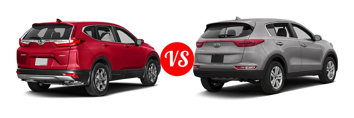 2017 Honda CR-V SUV EX vs. 2017 Kia Sportage SUV LX - Rear Right Comparison