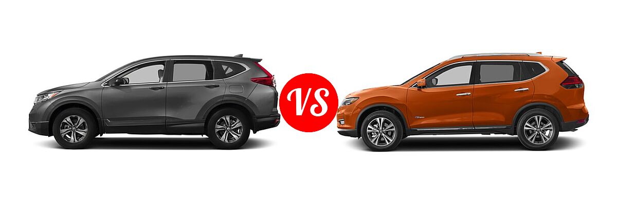 2017 Honda CR-V SUV LX vs. 2017 Nissan Rogue SUV Hybrid SL Hybrid / SV Hybrid - Side Comparison