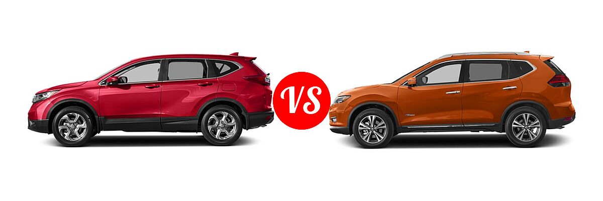 2017 Honda CR-V SUV EX vs. 2017 Nissan Rogue SUV Hybrid SL Hybrid / SV Hybrid - Side Comparison