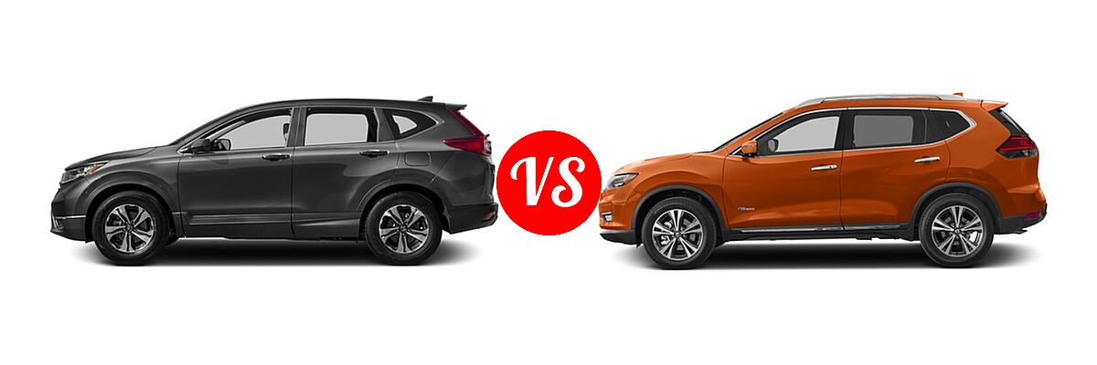 2017 Honda CR-V SUV LX vs. 2017 Nissan Rogue SUV Hybrid SL Hybrid / SV Hybrid - Side Comparison