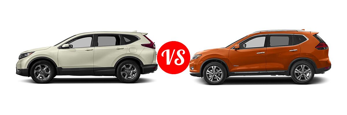 2017 Honda CR-V SUV EX-L vs. 2017 Nissan Rogue SUV Hybrid SL Hybrid / SV Hybrid - Side Comparison
