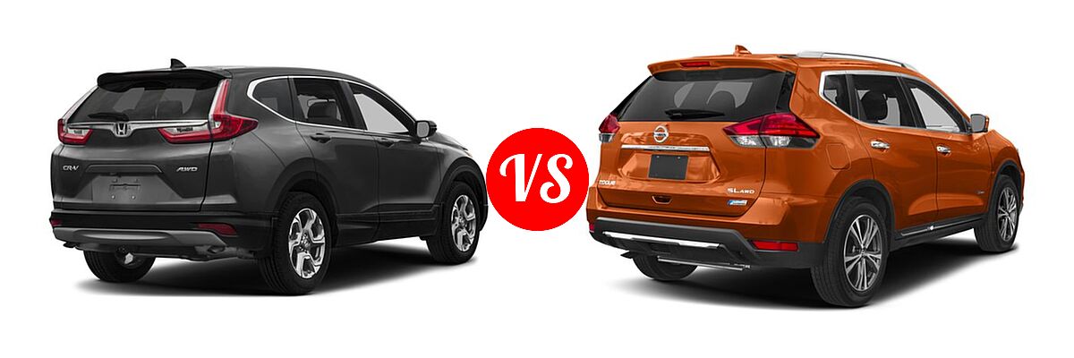 2017 Honda CR-V SUV EX-L vs. 2017 Nissan Rogue SUV Hybrid SL Hybrid / SV Hybrid - Rear Right Comparison