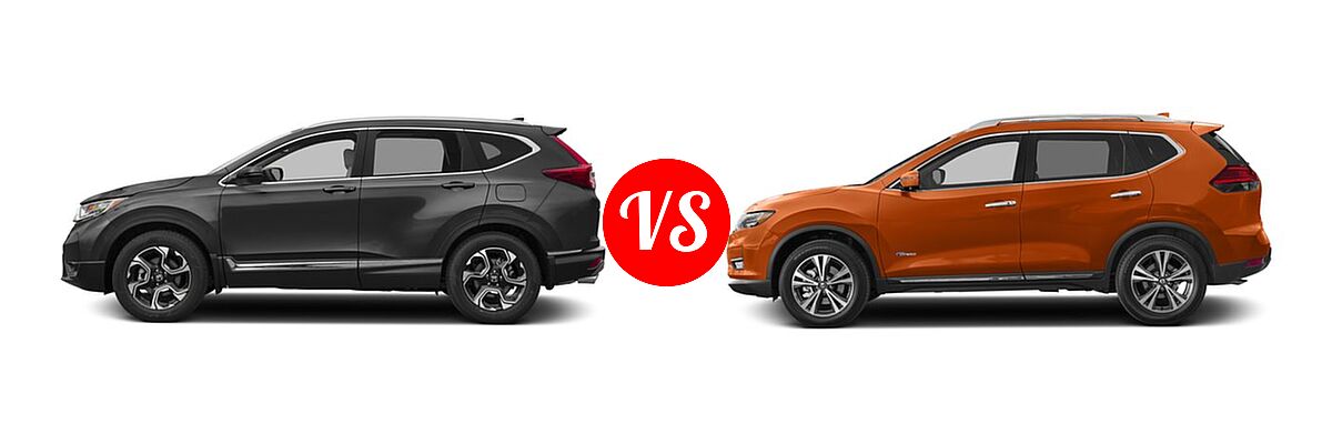 2017 Honda CR-V SUV Touring vs. 2017 Nissan Rogue SUV Hybrid SL Hybrid / SV Hybrid - Side Comparison