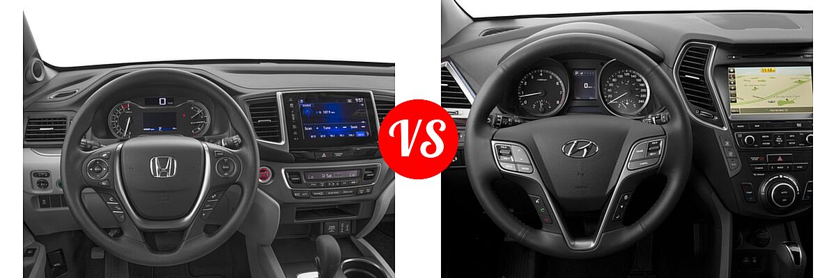 2017 Honda Pilot SUV EX vs. 2017 Hyundai Santa Fe SUV SE - Dashboard Comparison