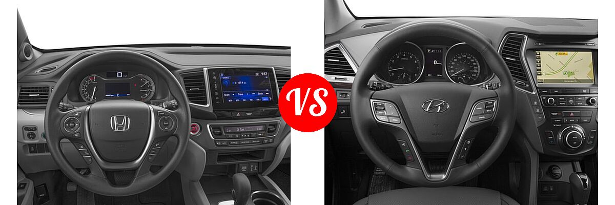 2017 Honda Pilot SUV EX vs. 2017 Hyundai Santa Fe SUV Limited - Dashboard Comparison