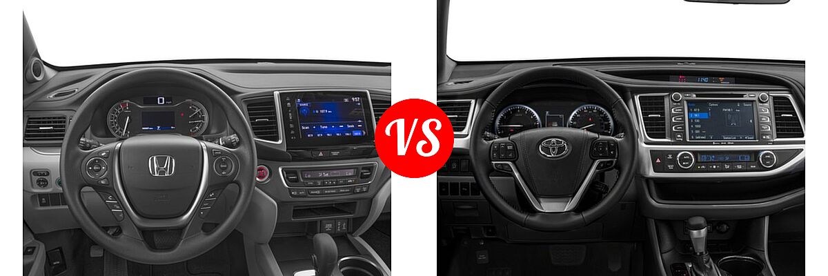 2017 Honda Pilot SUV EX vs. 2017 Toyota Highlander SUV Limited / Limited Platinum - Dashboard Comparison