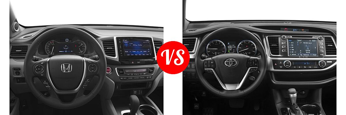 2017 Honda Pilot SUV EX-L vs. 2017 Toyota Highlander SUV SE - Dashboard Comparison