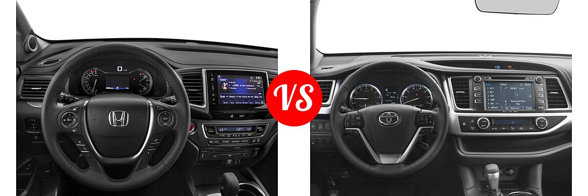 2017 Honda Pilot SUV EX-L vs. 2017 Toyota Highlander SUV XLE - Dashboard Comparison