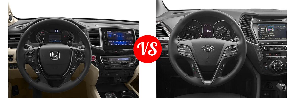 2017 Honda Pilot SUV Touring vs. 2017 Hyundai Santa Fe SUV Limited Ultimate - Dashboard Comparison