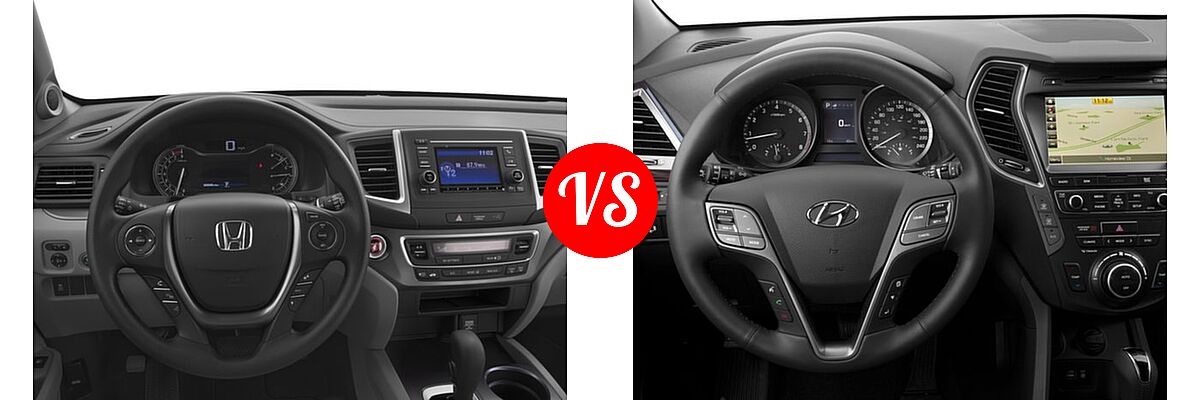 2017 Honda Pilot SUV LX vs. 2017 Hyundai Santa Fe SUV SE - Dashboard Comparison