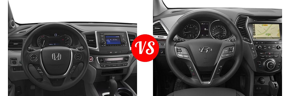 2017 Honda Pilot SUV LX vs. 2017 Hyundai Santa Fe SUV Limited - Dashboard Comparison
