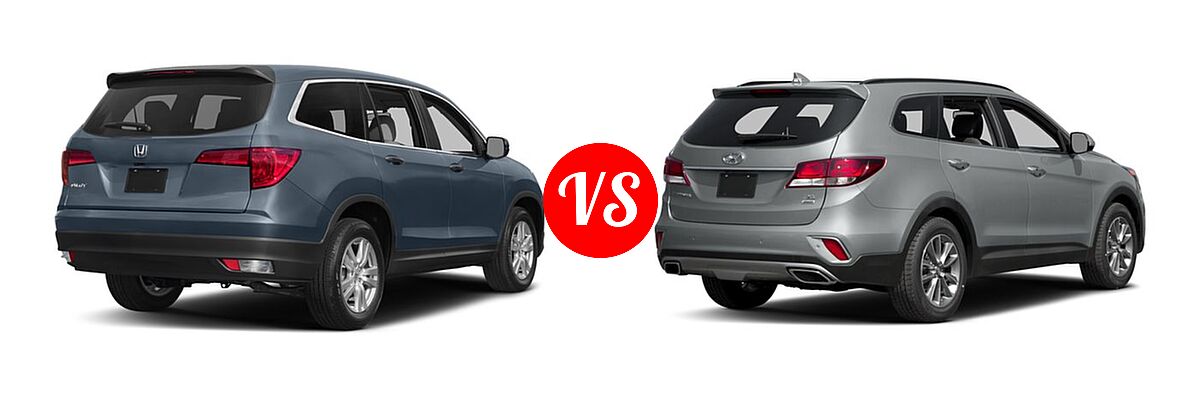 2017 Honda Pilot SUV LX vs. 2017 Hyundai Santa Fe SUV SE - Rear Right Comparison