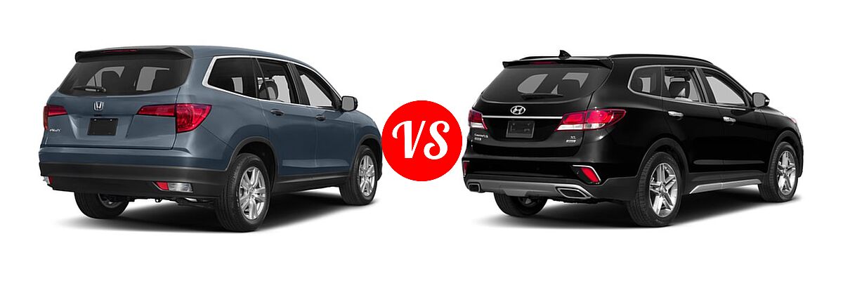 2017 Honda Pilot SUV LX vs. 2017 Hyundai Santa Fe SUV Limited - Rear Right Comparison