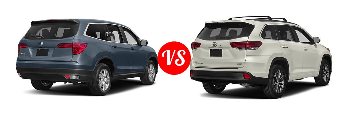 2017 Honda Pilot SUV LX vs. 2017 Toyota Highlander SUV XLE - Rear Right Comparison
