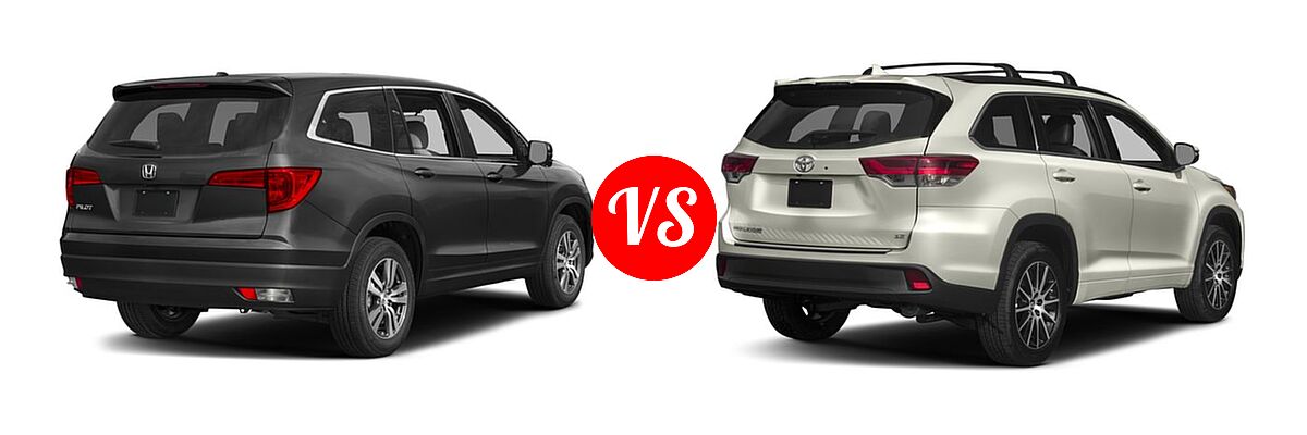 2017 Honda Pilot SUV EX vs. 2017 Toyota Highlander SUV SE - Rear Right Comparison