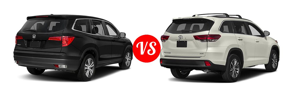 2017 Honda Pilot SUV EX-L vs. 2017 Toyota Highlander SUV XLE - Rear Right Comparison