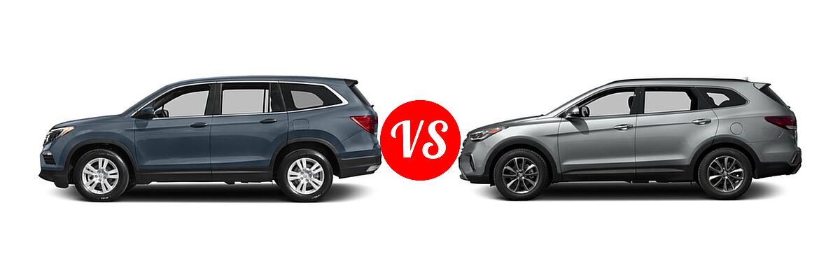 2017 Honda Pilot SUV LX vs. 2017 Hyundai Santa Fe SUV SE - Side Comparison