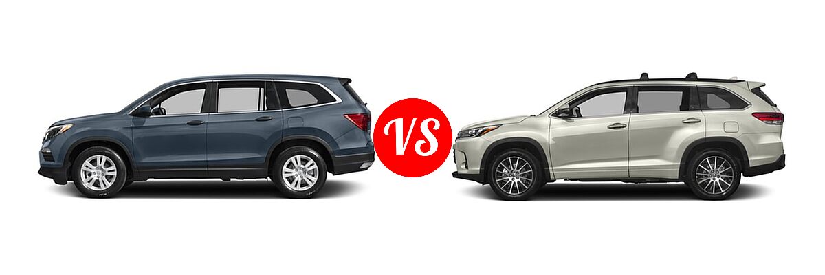2017 Honda Pilot SUV LX vs. 2017 Toyota Highlander SUV SE - Side Comparison