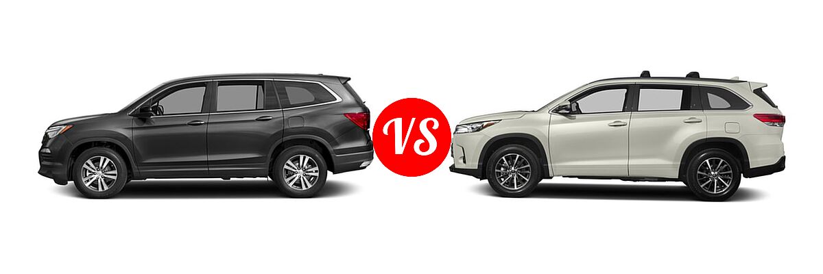 2017 Honda Pilot SUV EX vs. 2017 Toyota Highlander SUV XLE - Side Comparison