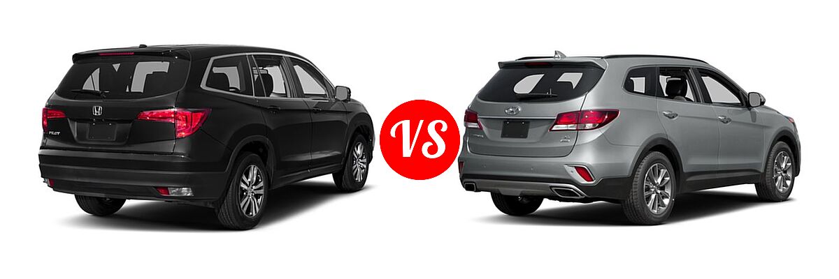 2017 Honda Pilot SUV EX-L vs. 2017 Hyundai Santa Fe SUV SE - Rear Right Comparison