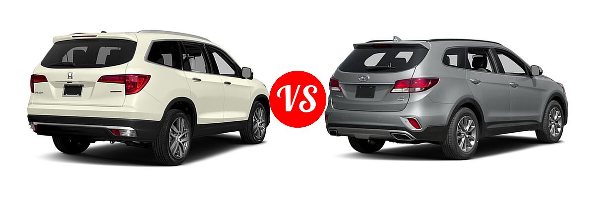 2017 Honda Pilot SUV Touring vs. 2017 Hyundai Santa Fe SUV SE - Rear Right Comparison