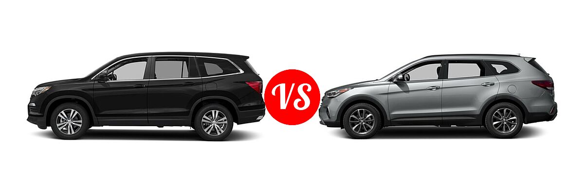 2017 Honda Pilot SUV EX-L vs. 2017 Hyundai Santa Fe SUV SE - Side Comparison
