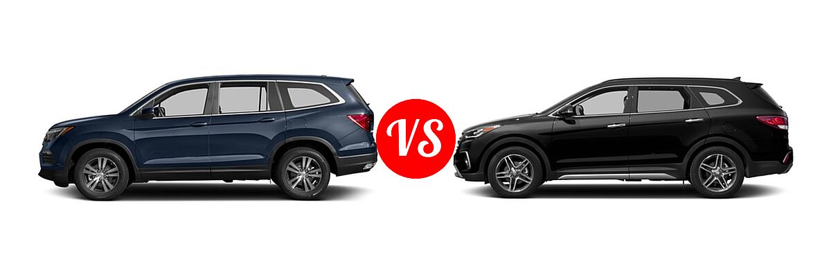 2017 Honda Pilot SUV EX-L vs. 2017 Hyundai Santa Fe SUV Limited - Side Comparison