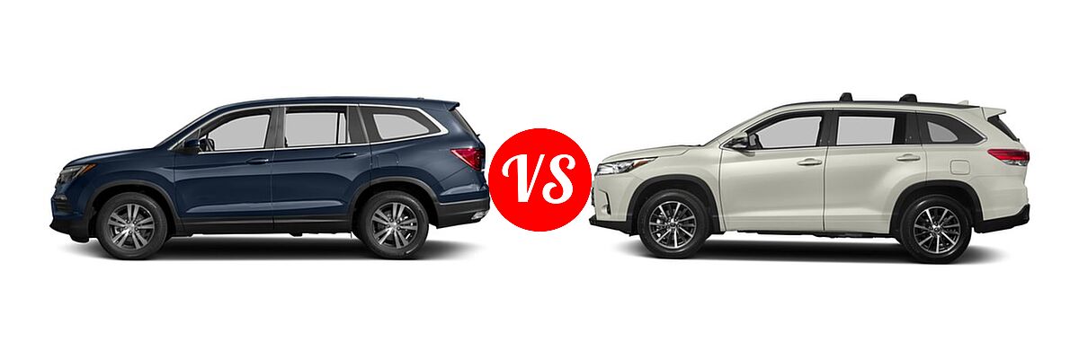 2017 Honda Pilot SUV EX-L vs. 2017 Toyota Highlander SUV XLE - Side Comparison